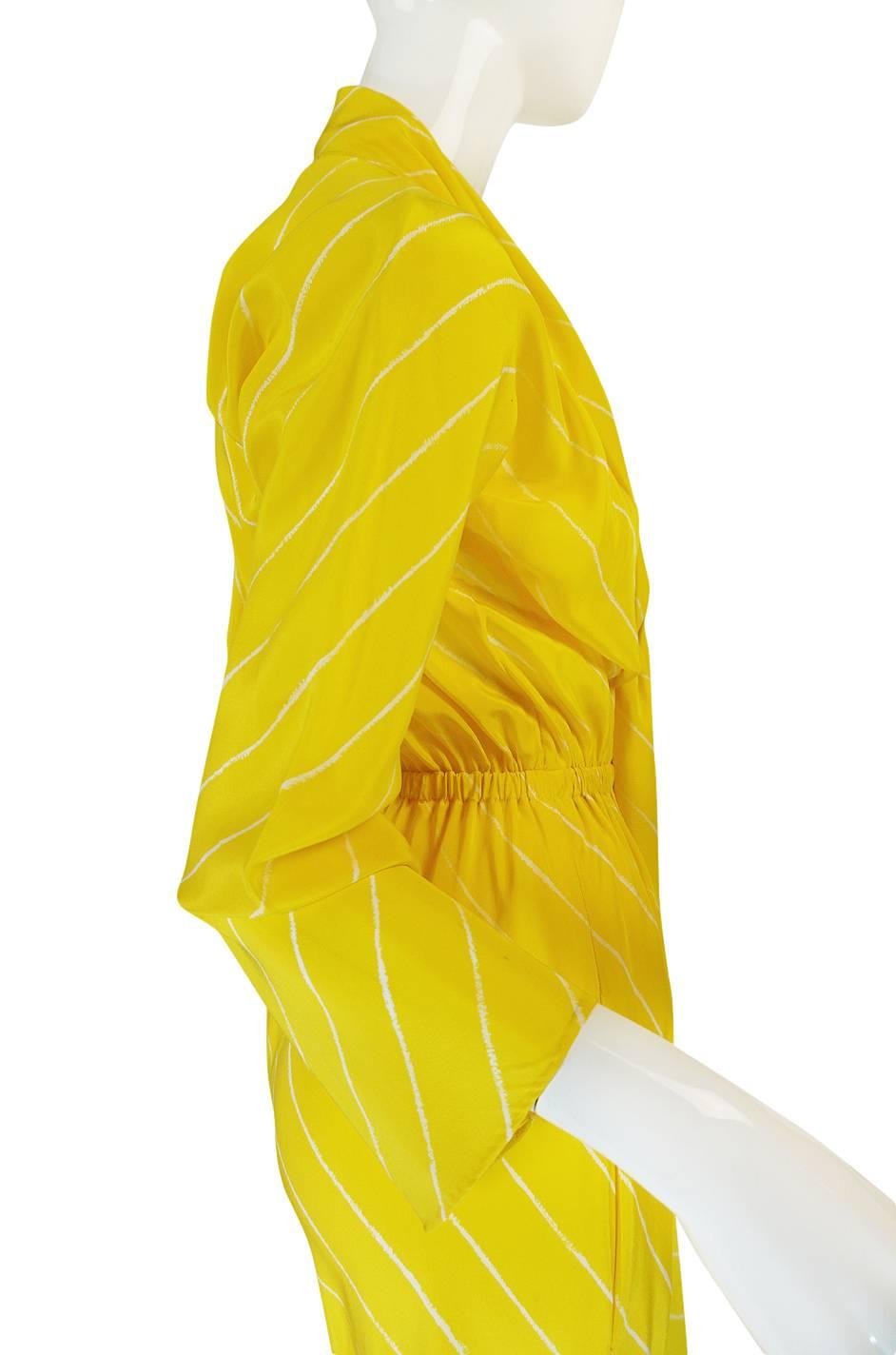 S/S 1976 Halston Demi-Couture Bias Cut Yellow Silk Dress 3