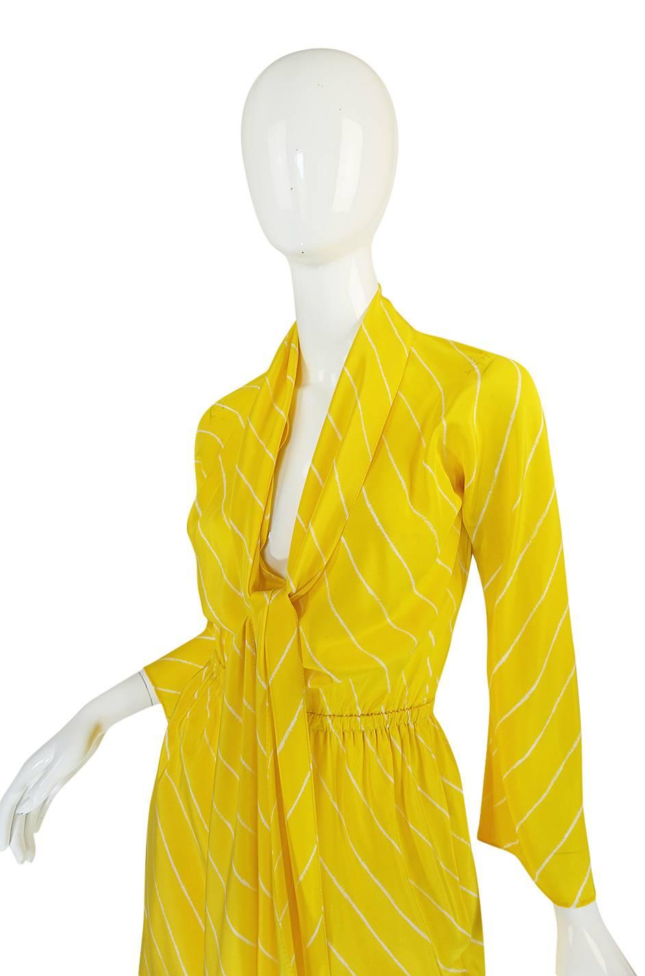 S/S 1976 Halston Demi-Couture Bias Cut Yellow Silk Dress 2