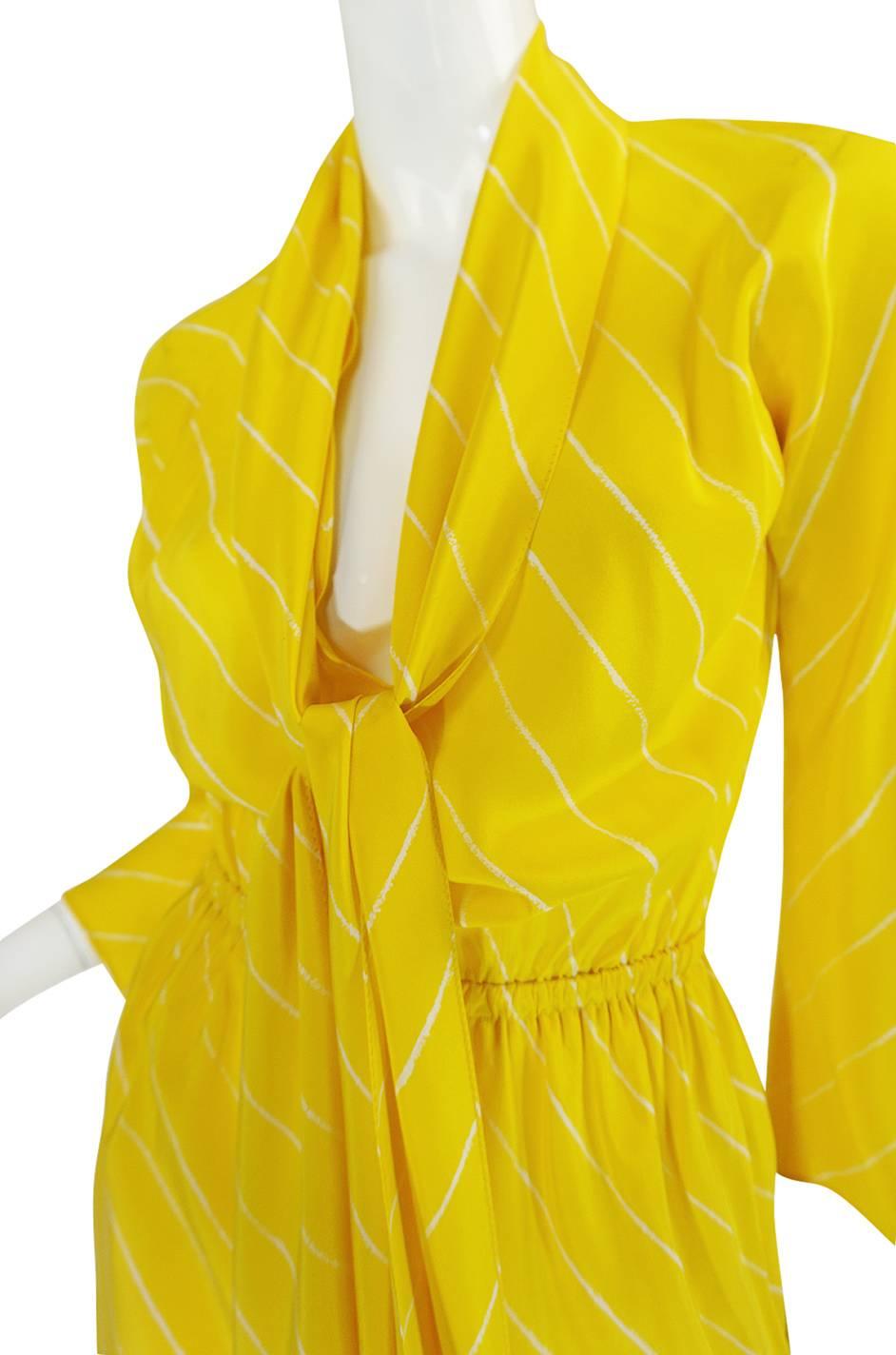 S/S 1976 Halston Demi-Couture Bias Cut Yellow Silk Dress 4