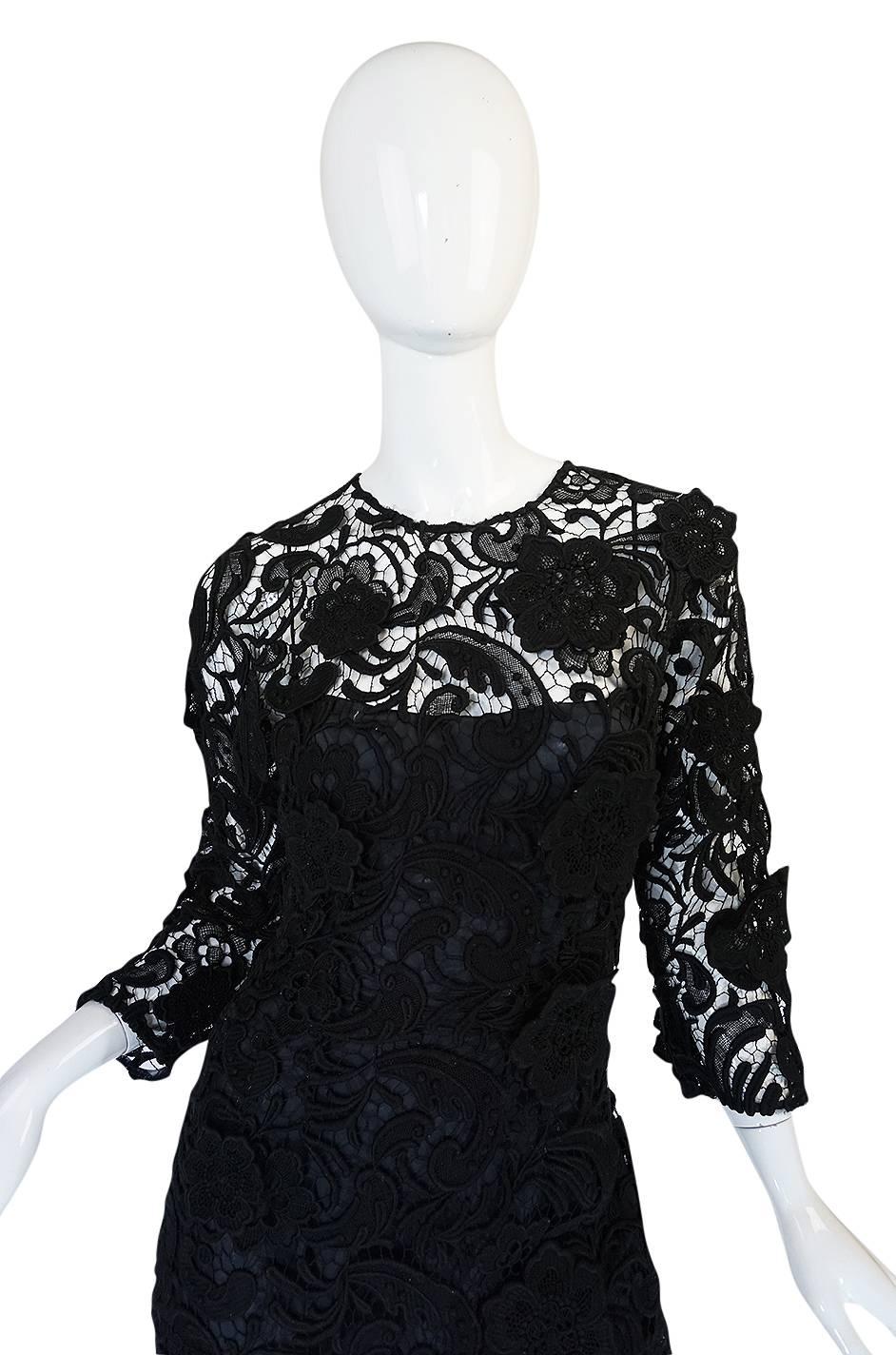 Women's F/W 2008 Prada Runway Wait Listed Black Lace Dress