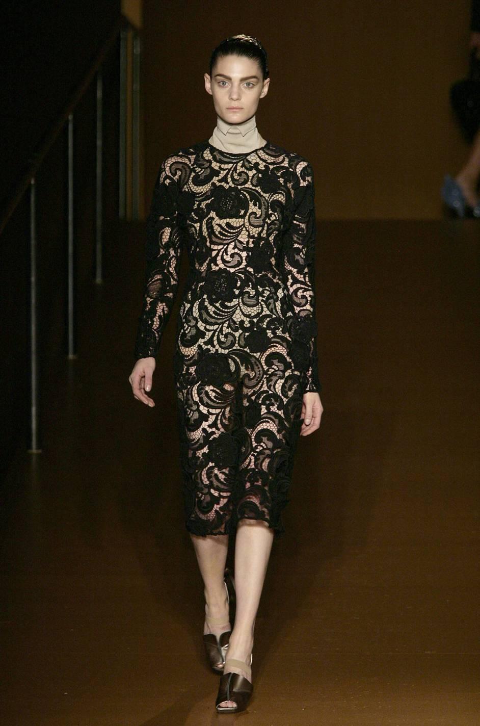 F/W 2008 Prada Runway Wait Listed Black Lace Dress In Excellent Condition In Rockwood, ON