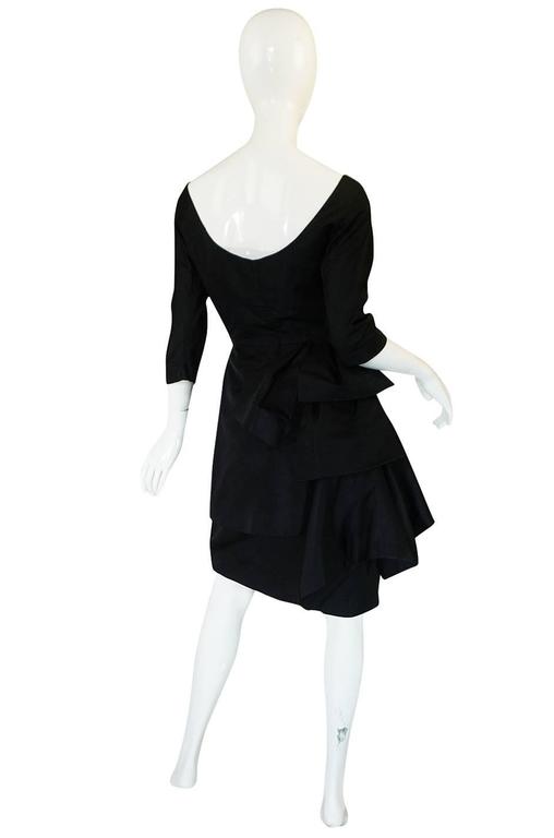 Amazing 1950s Mde. Etoile Ivory Silk Heavily Hand Beaded Demi Couture Dress w Scoop Back