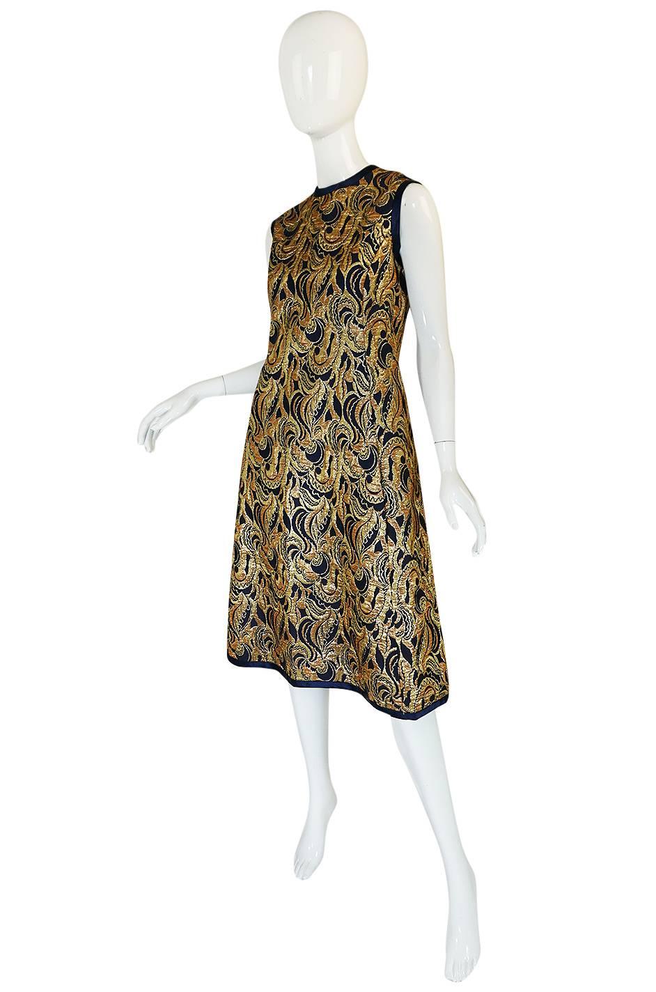 Women's 1960s Metallic Gold & Blue Malcolm Starr Dress & Jacket