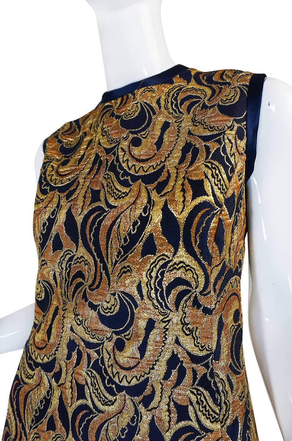 1960s Metallic Gold & Blue Malcolm Starr Dress & Jacket 4