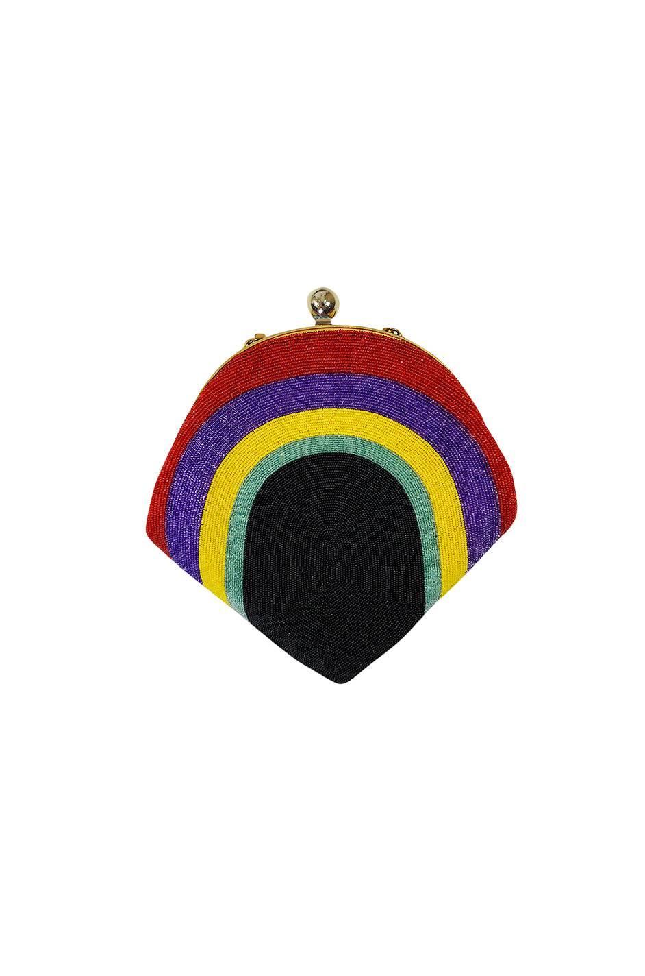 Women's 1960s Fully Beaded Rainbow Pierre Cardin Bag Clutch