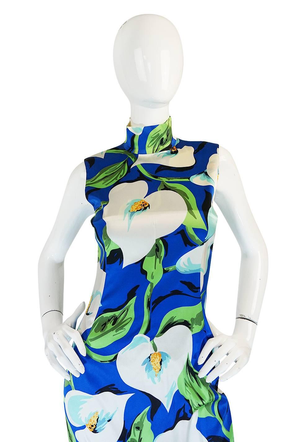 Women's 1990s Dolce and Gabbana Stretch Silk Floral Dress
