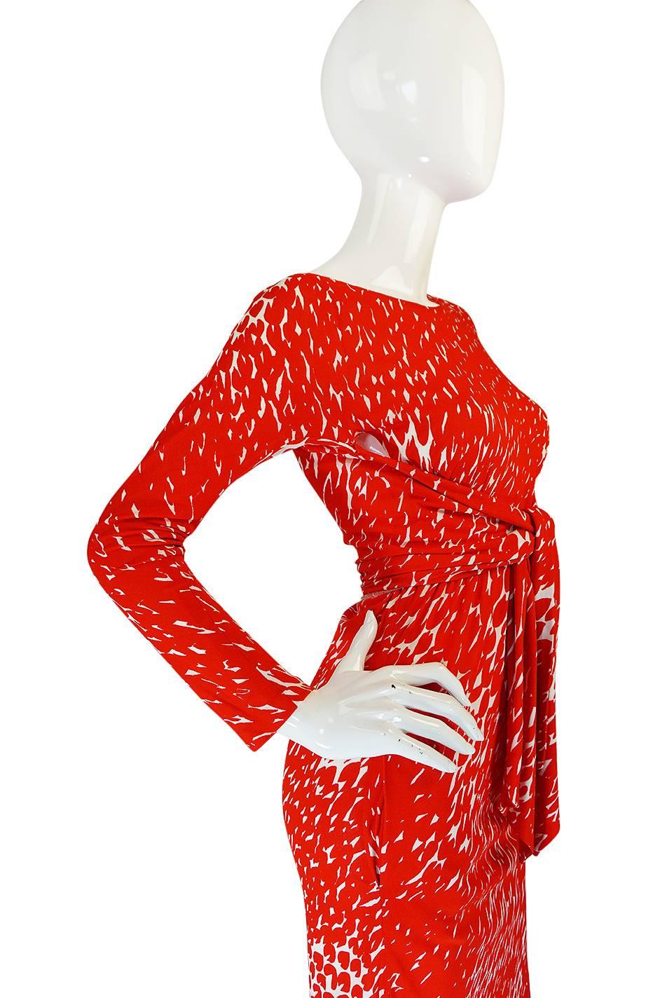 Women's Museum Held 1975 Halston Print Jersey Front Wrap Dress