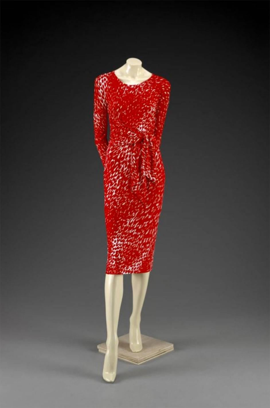 Museum Held 1975 Halston Print Jersey Front Wrap Dress 5