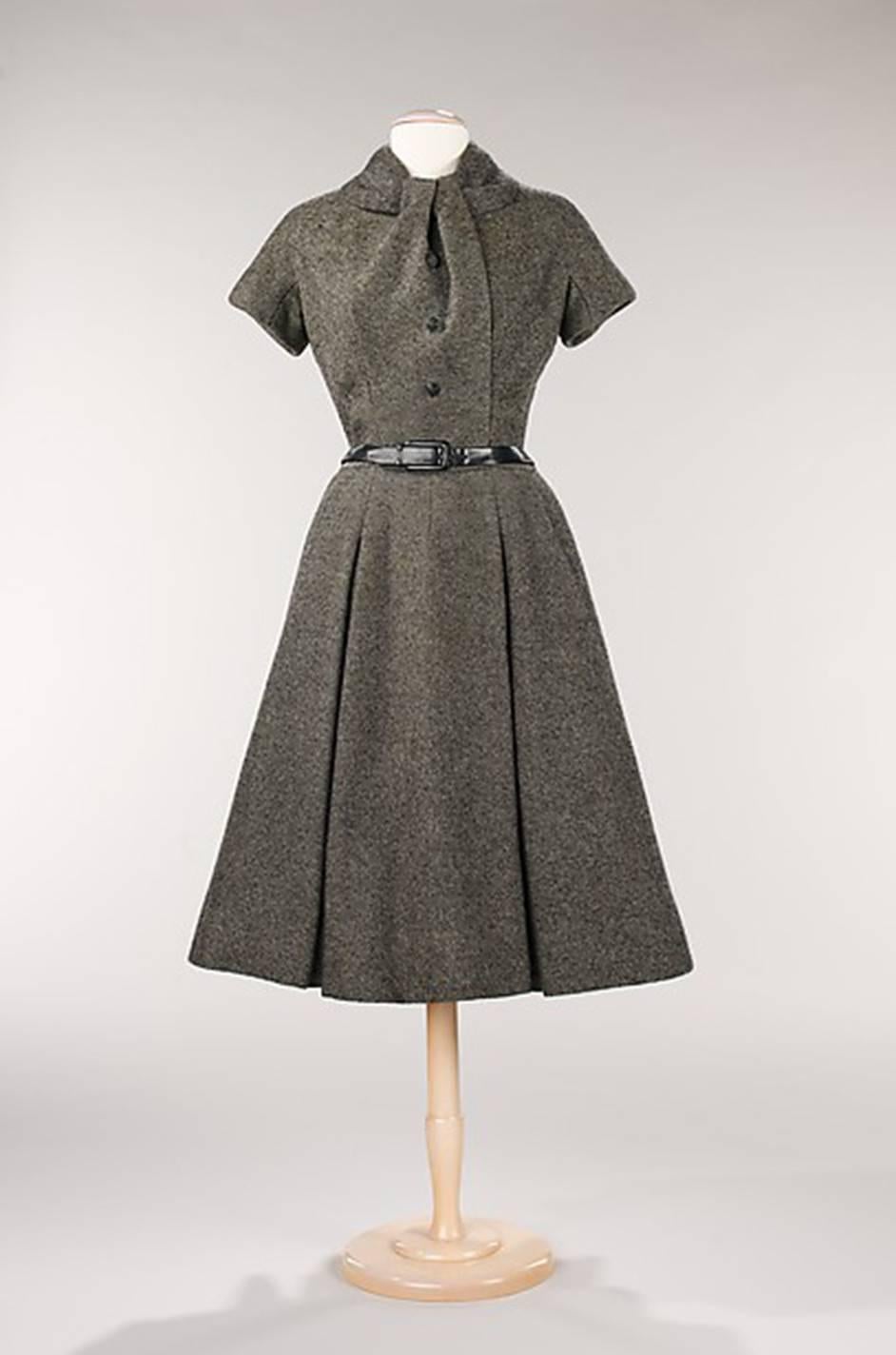 c1955 Christian Dior Original Demi-Couture Fitted Dress 4