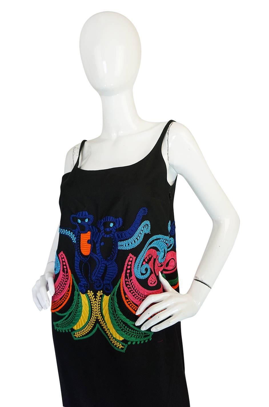 Look 29 S/S 2011 Prada Runway Embroidered Monkey Dress In Excellent Condition In Rockwood, ON