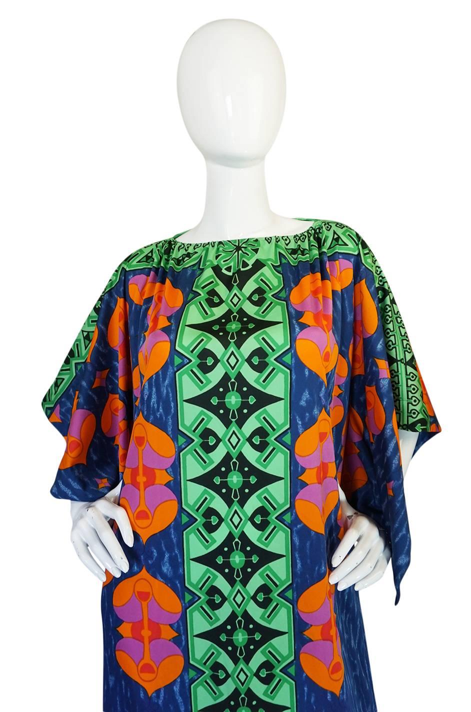 1970s Fabulous Printed Lanvin Numbered Caftan Dress 1