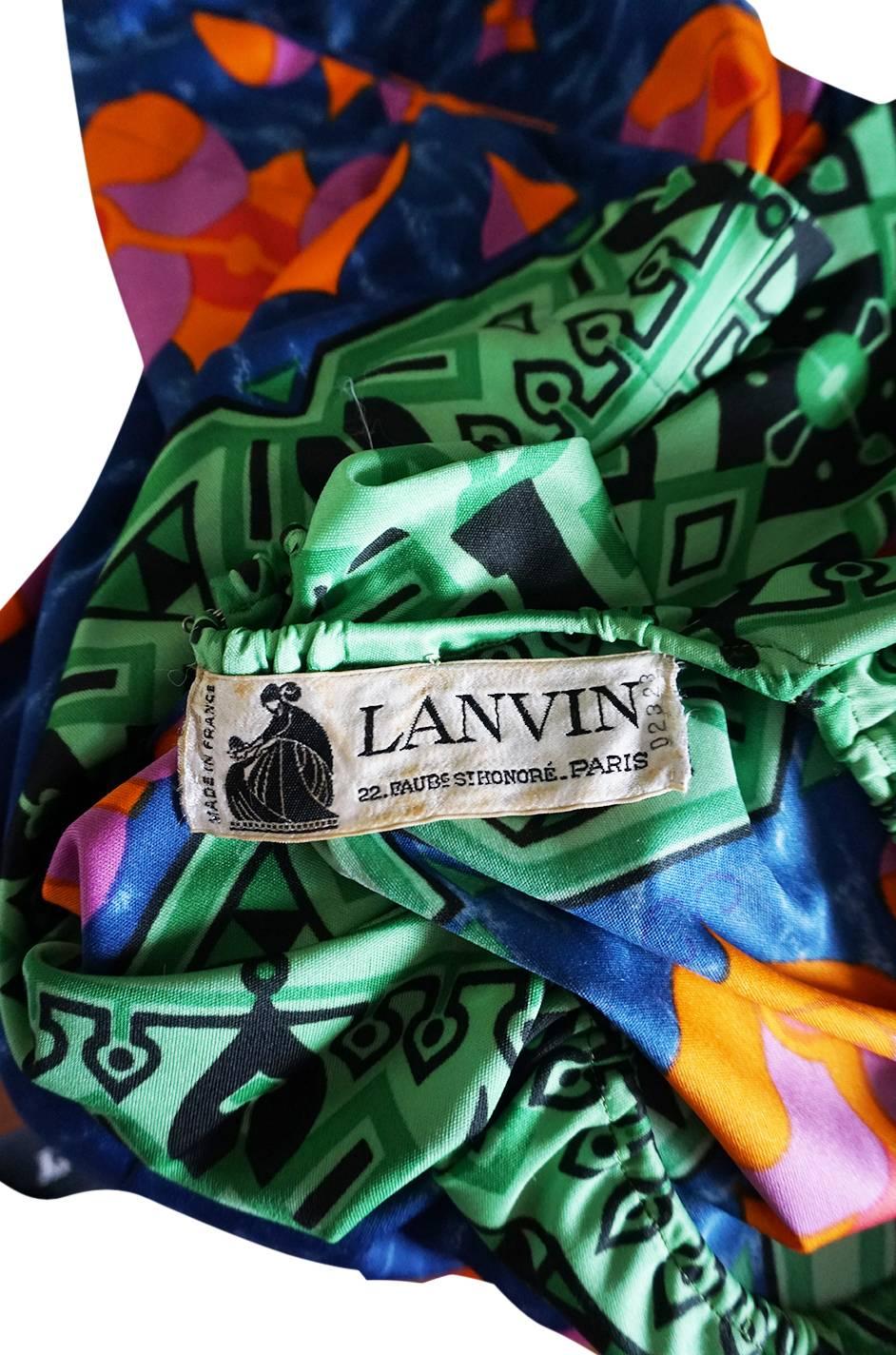1970s Fabulous Printed Lanvin Numbered Caftan Dress In Excellent Condition In Rockwood, ON