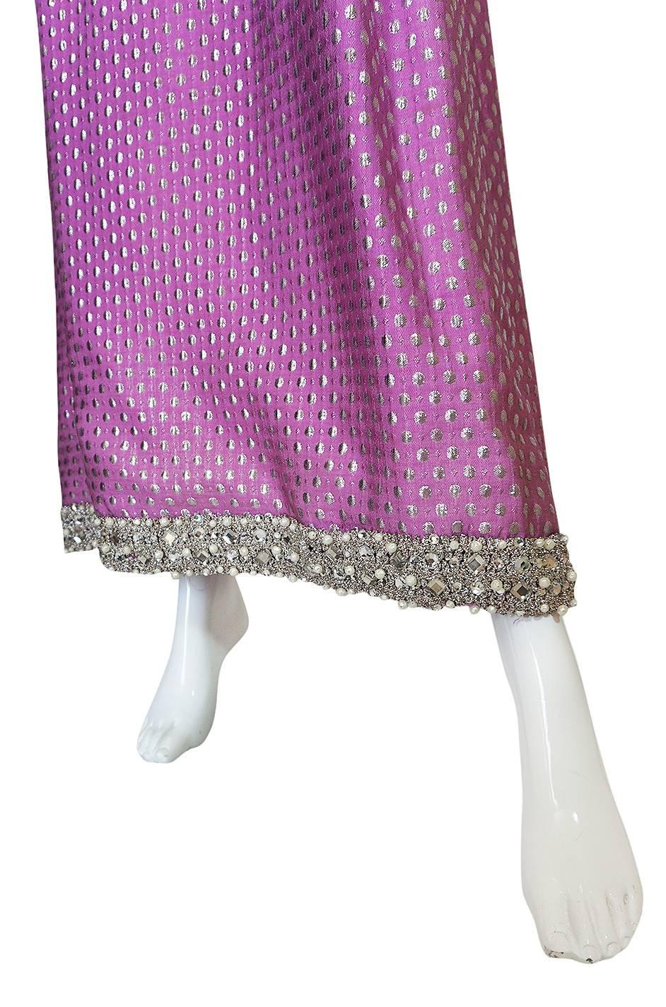 Women's c1965-69 Lavender & Silver Beaded Oscar de la Renta Dress
