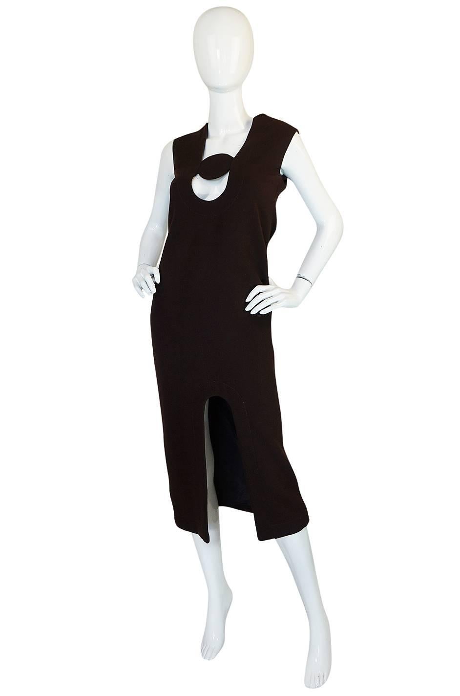 Black 1969-1970 Haute Couture Pierre Cardin Cut Out Dress