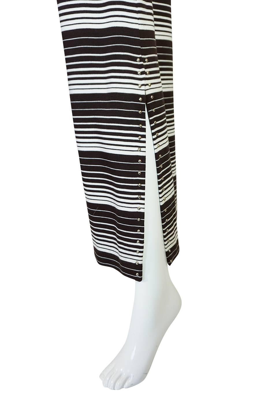 1970s Givenchy Graphic Striped & Studded Caftan Dress 1