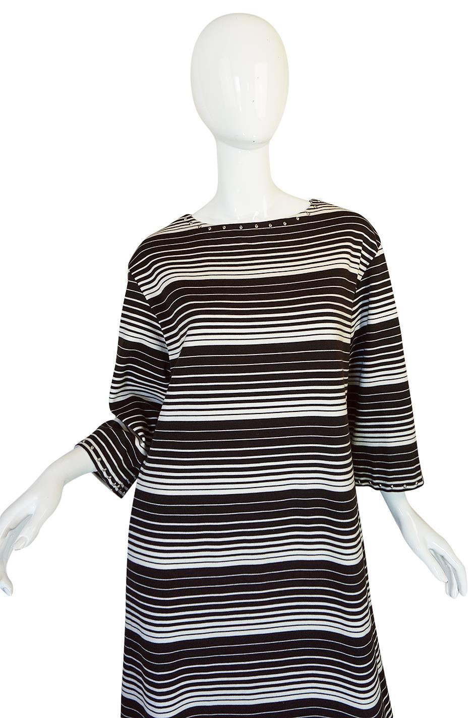 Women's 1970s Givenchy Graphic Striped & Studded Caftan Dress