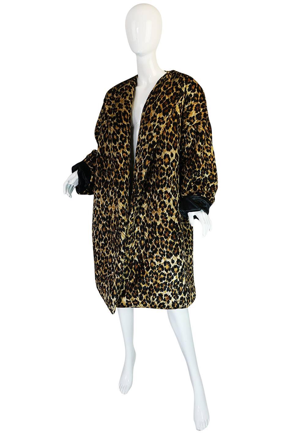 Black 1980s Patrick Kelly Leopard Print Sleeping Blanket Coat