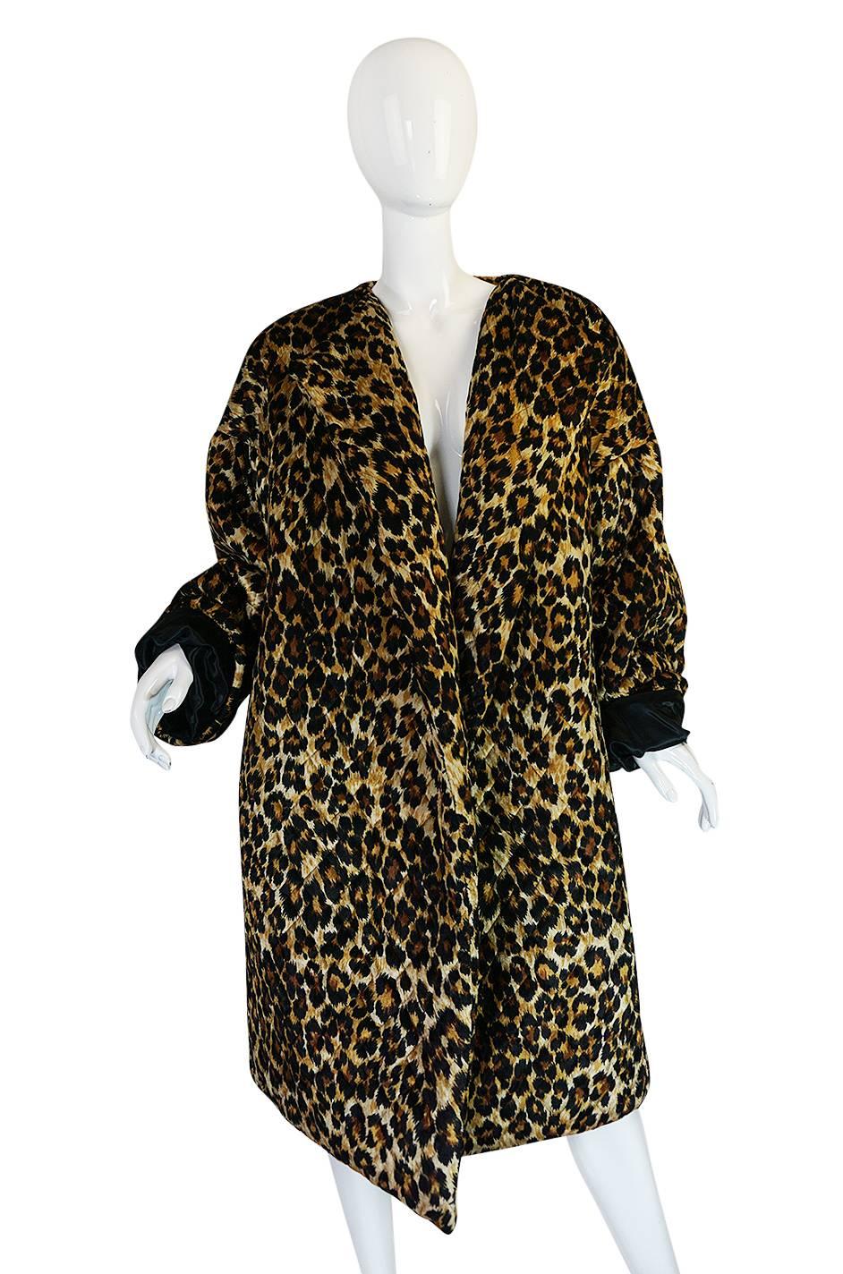 1980s Patrick Kelly Leopard Print Sleeping Blanket Coat In Excellent Condition In Rockwood, ON