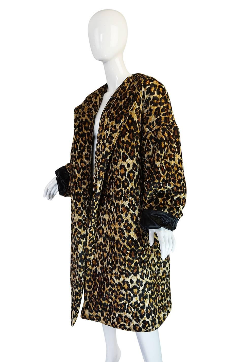 Women's 1980s Patrick Kelly Leopard Print Sleeping Blanket Coat