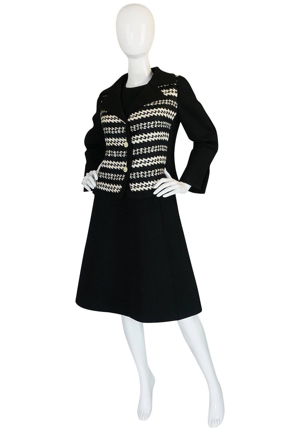 Women's Graphic 1960s James Galanos Silk & Wool Dress & Jacket Set