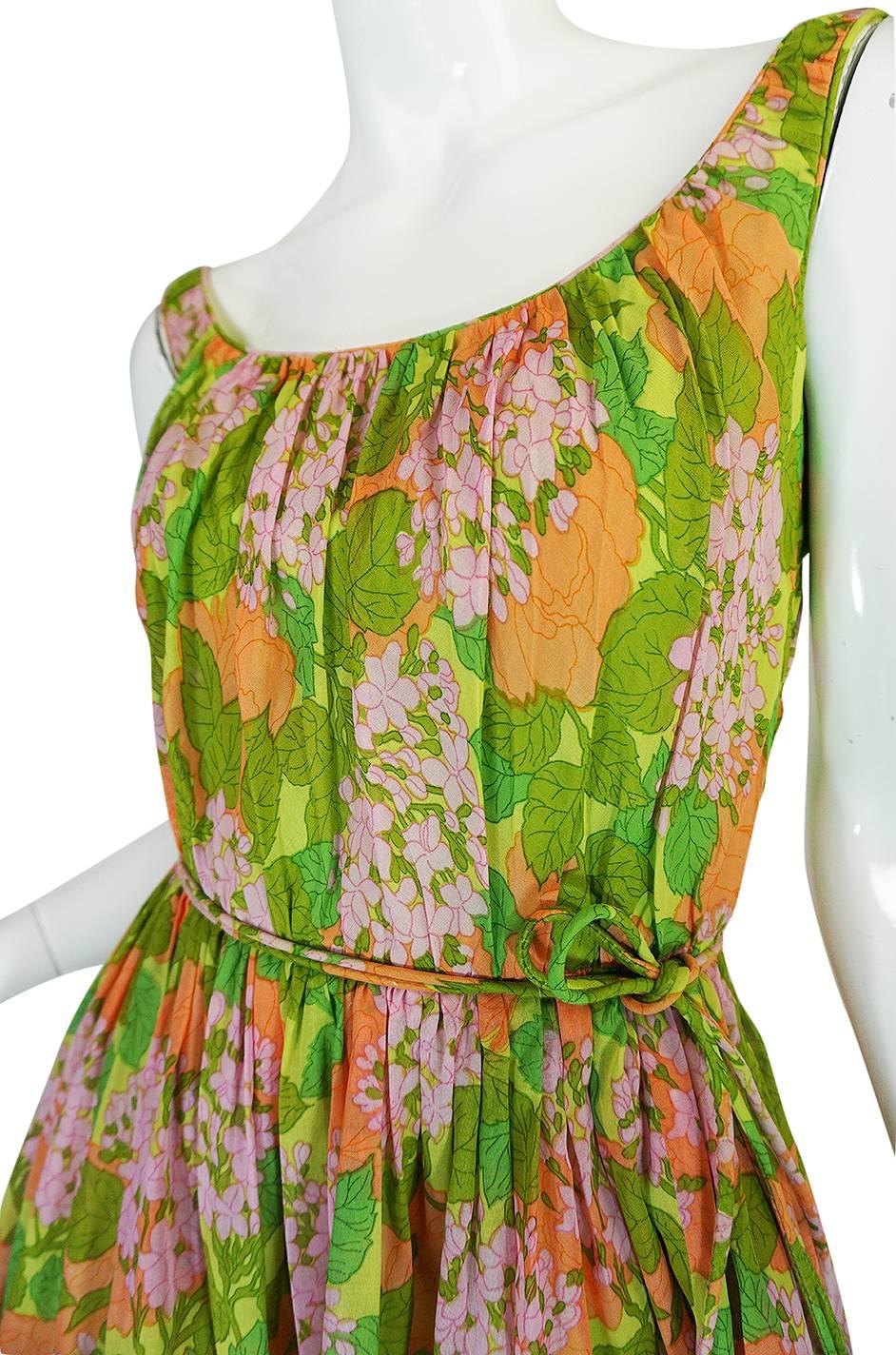 1950s Hannah Troy Pretty Floral Cotton Voile Print Dress 2
