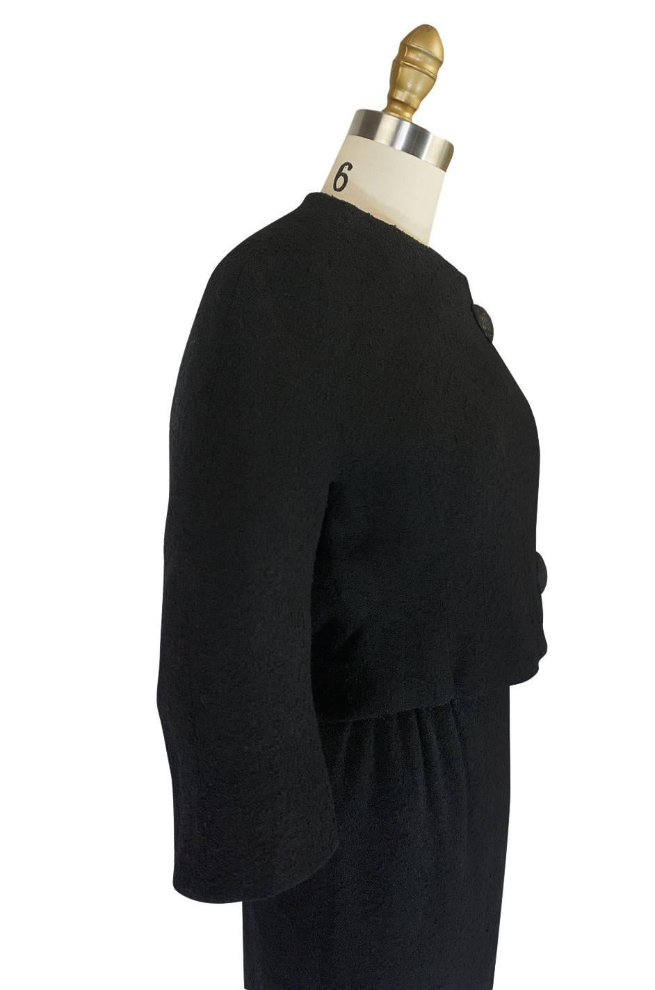 c1957 Black Cristobal Balenciaga Haute Couture Suit 2
