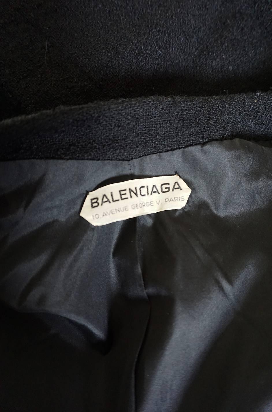 c1957 Black Cristobal Balenciaga Haute Couture Suit 5