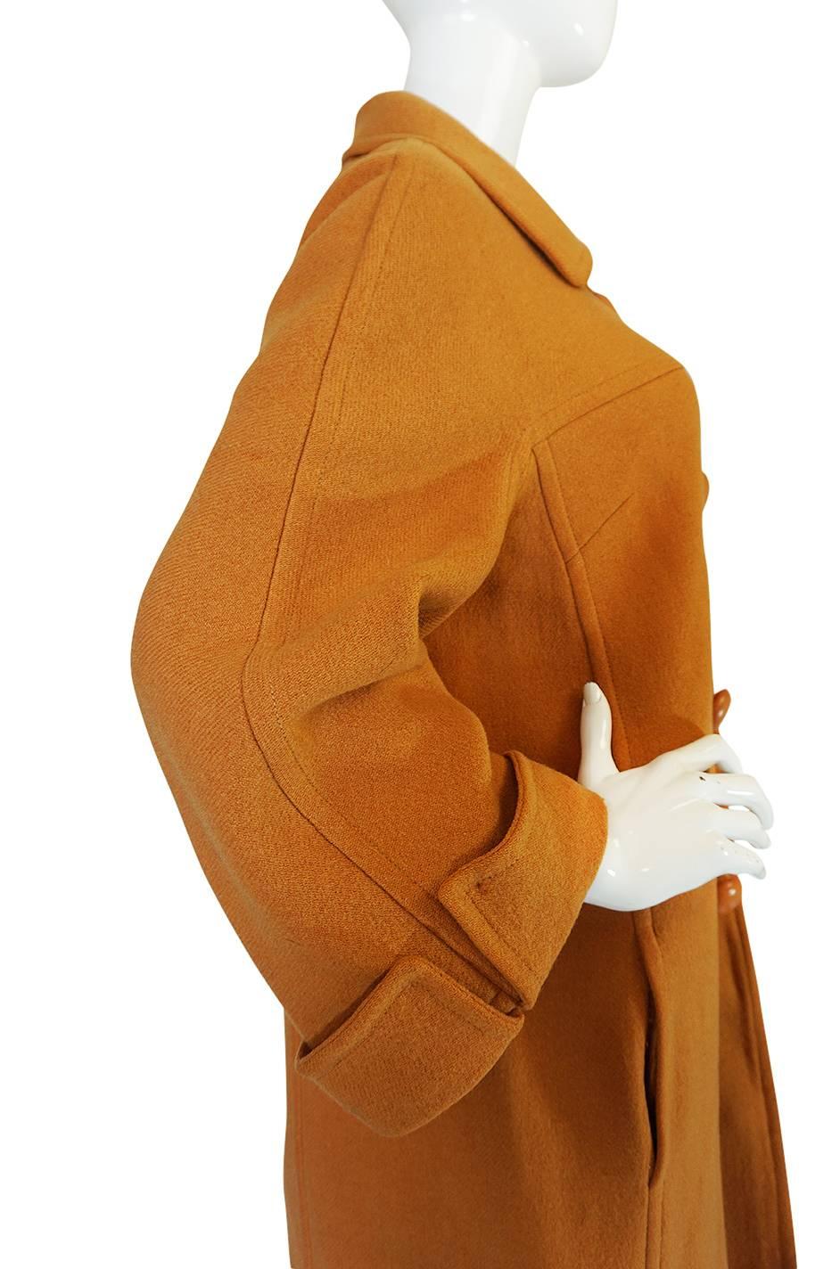 Women's 1950s Pierre Balmain Goldenrod Wool Swing Coat