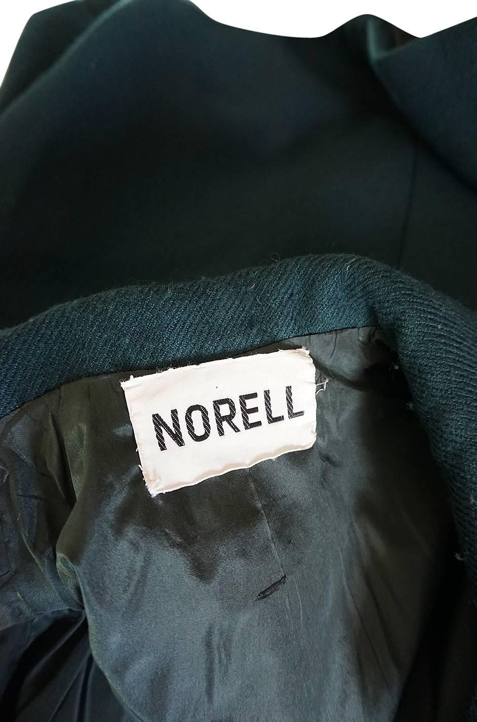 1960s Norell Green Wool With Silver Buttons Military Coat 3