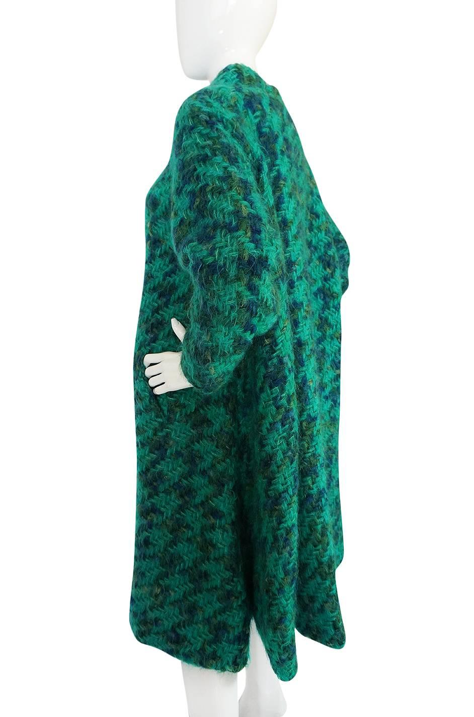 Fabulous 1960s Sybil Connolly Green Mohair Swing Coat 1