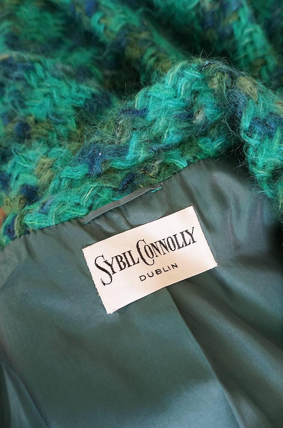 Fabulous 1960s Sybil Connolly Green Mohair Swing Coat 4