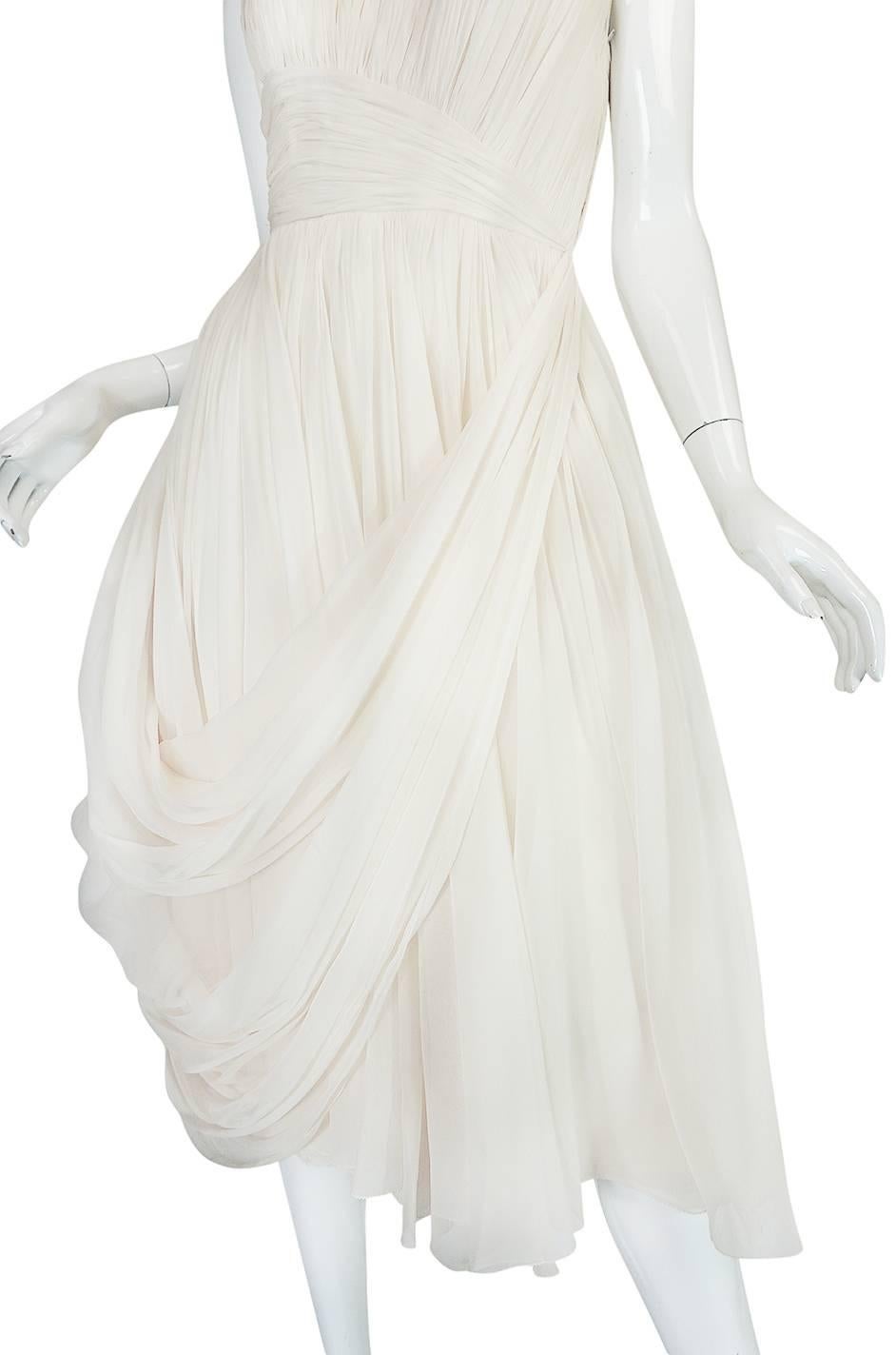 1950s Ivory Silk Pleated Dress in the Manner of Jean Desses 1