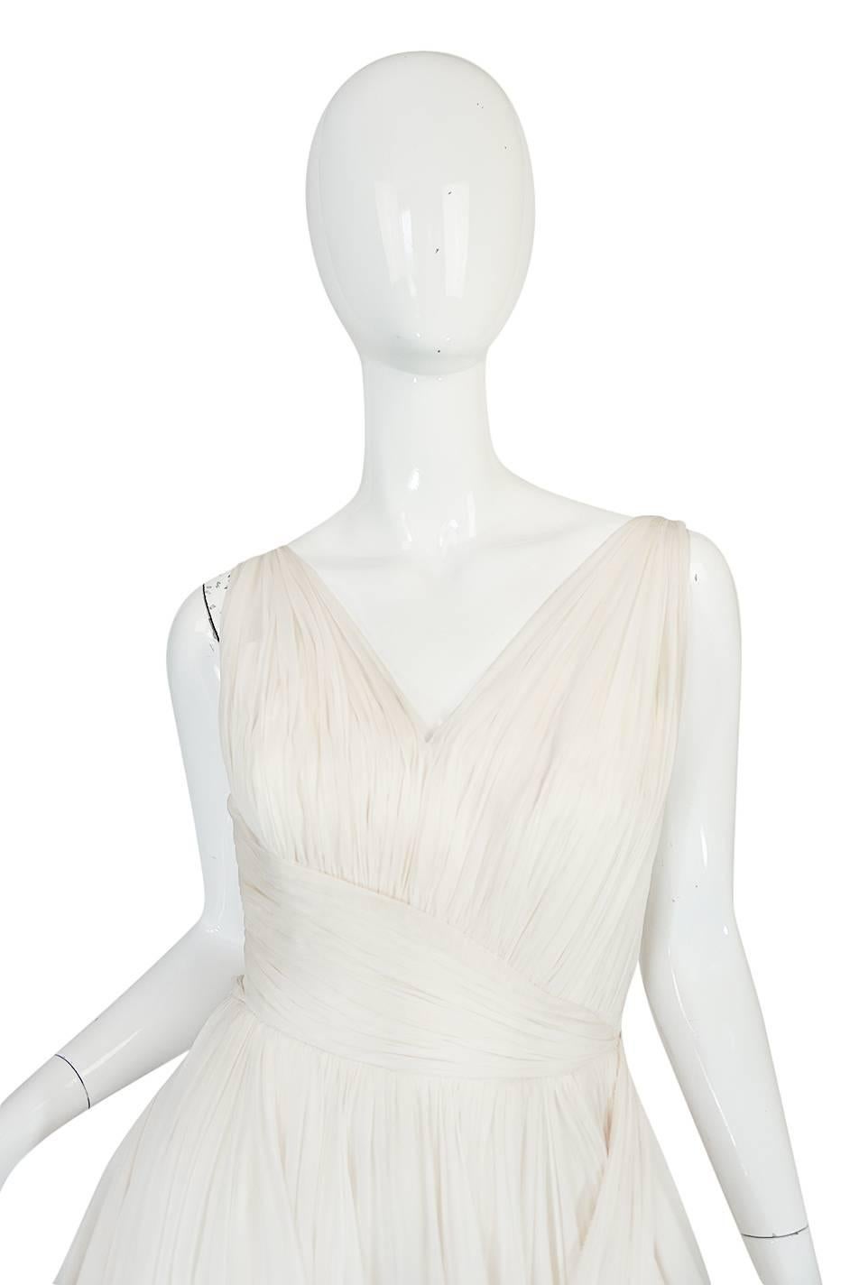 1950s Ivory Silk Pleated Dress in the Manner of Jean Desses 2