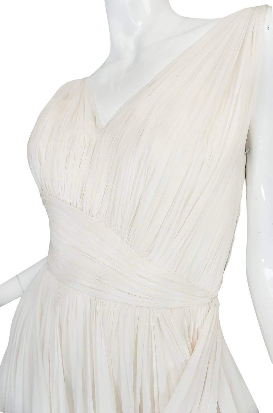 1950s Ivory Silk Pleated Dress in the Manner of Jean Desses 3