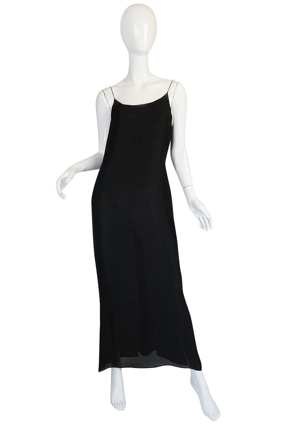 1980s Bill Blass Sequin & Beaded Black Silk Chiffon Dress 1