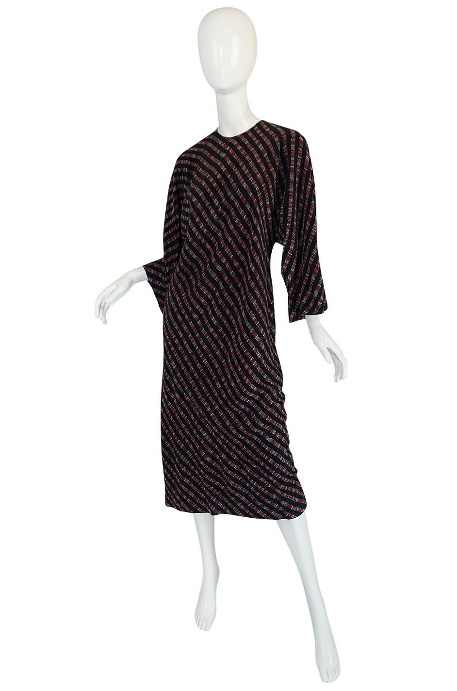 Black Resort 1977 Halston Bias Spiral Cut Silk Caftan Dress