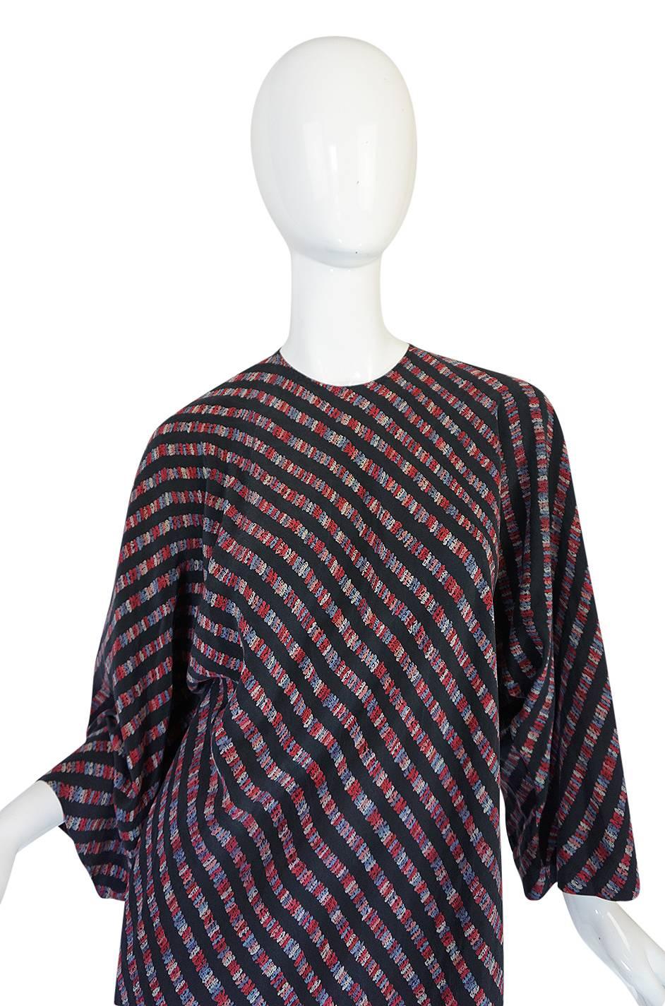Resort 1977 Halston Bias Spiral Cut Silk Caftan Dress In Excellent Condition In Rockwood, ON