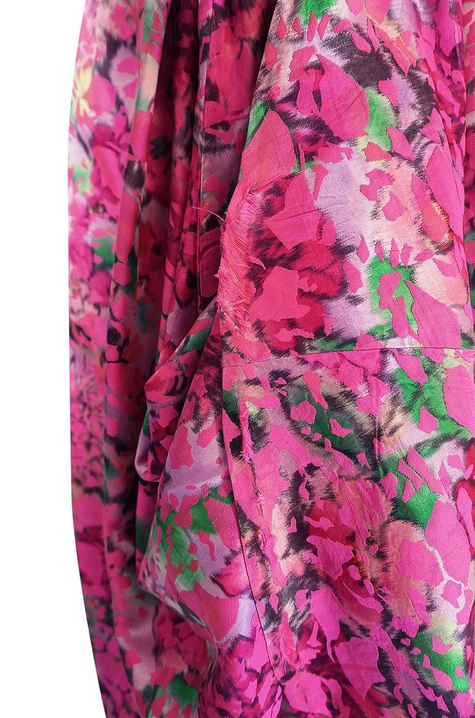 Early 1960s Jean Louis Beautiful Pink Floral Silk Midi Dress 4