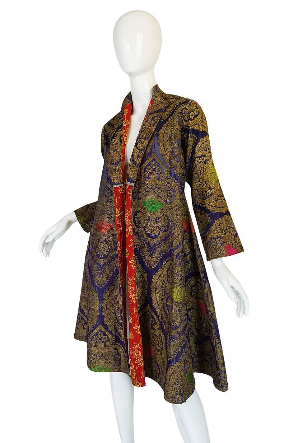 Antique 19th Century Exceptional Russian Metallic Brocade Coat In Excellent Condition In Rockwood, ON