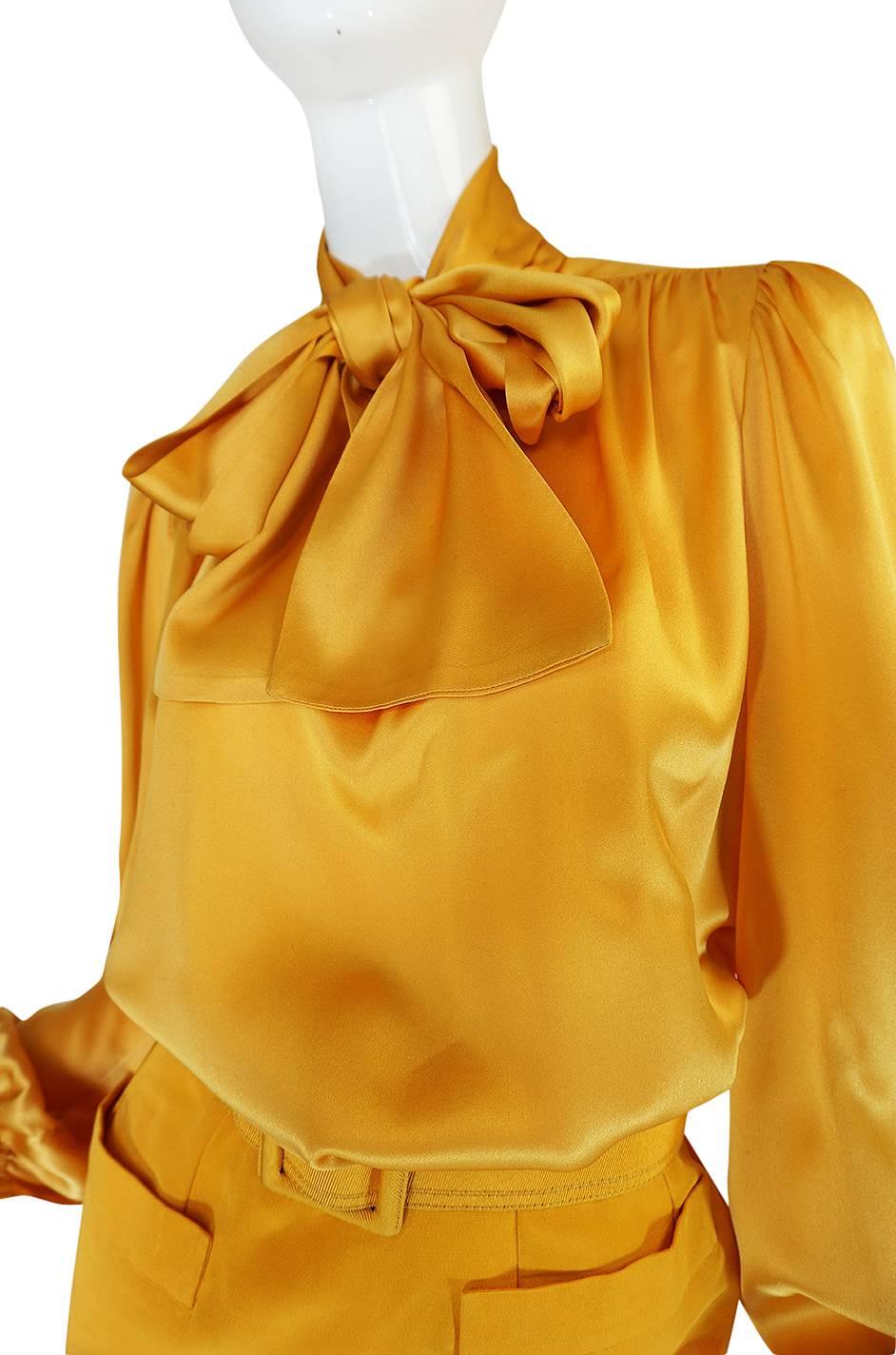 1970s Yves Saint Laurent Silk Skirt & Top Set in Yellow 2