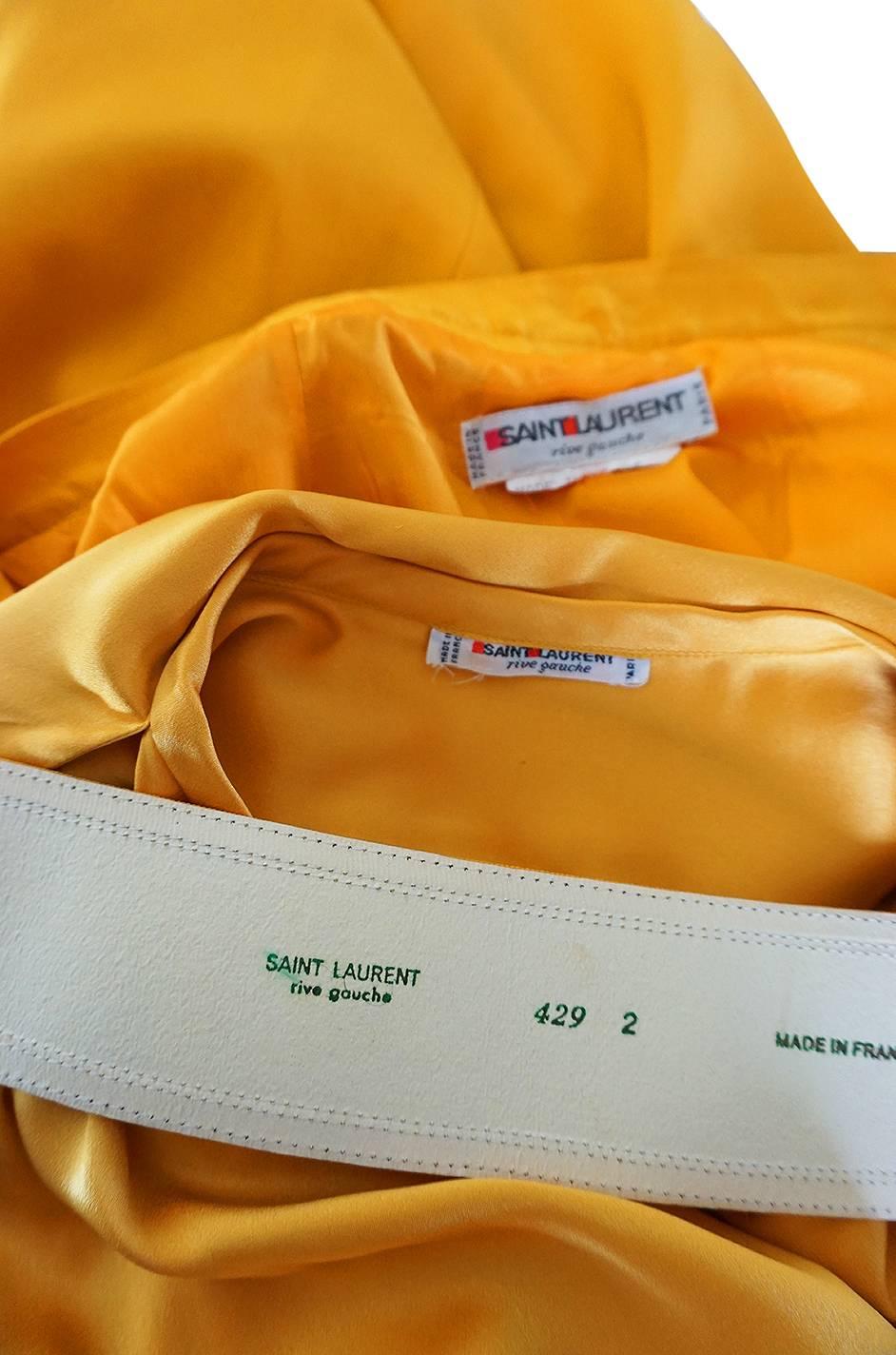 1970s Yves Saint Laurent Silk Skirt & Top Set in Yellow 5
