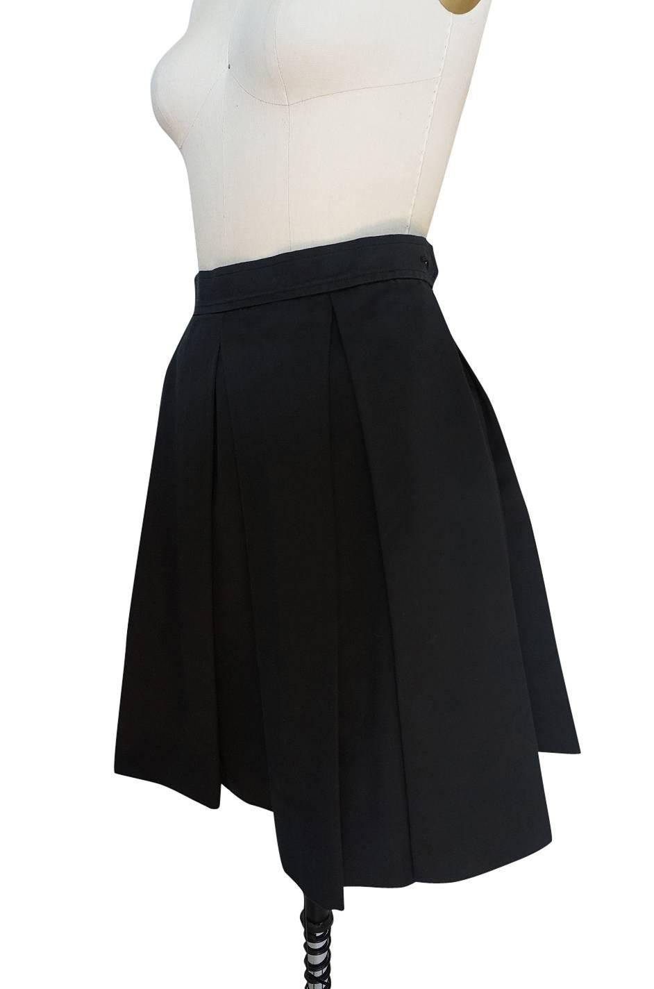 Women's 1980s Yves Saint Laurent Flat Pleated Black Mini Skirt