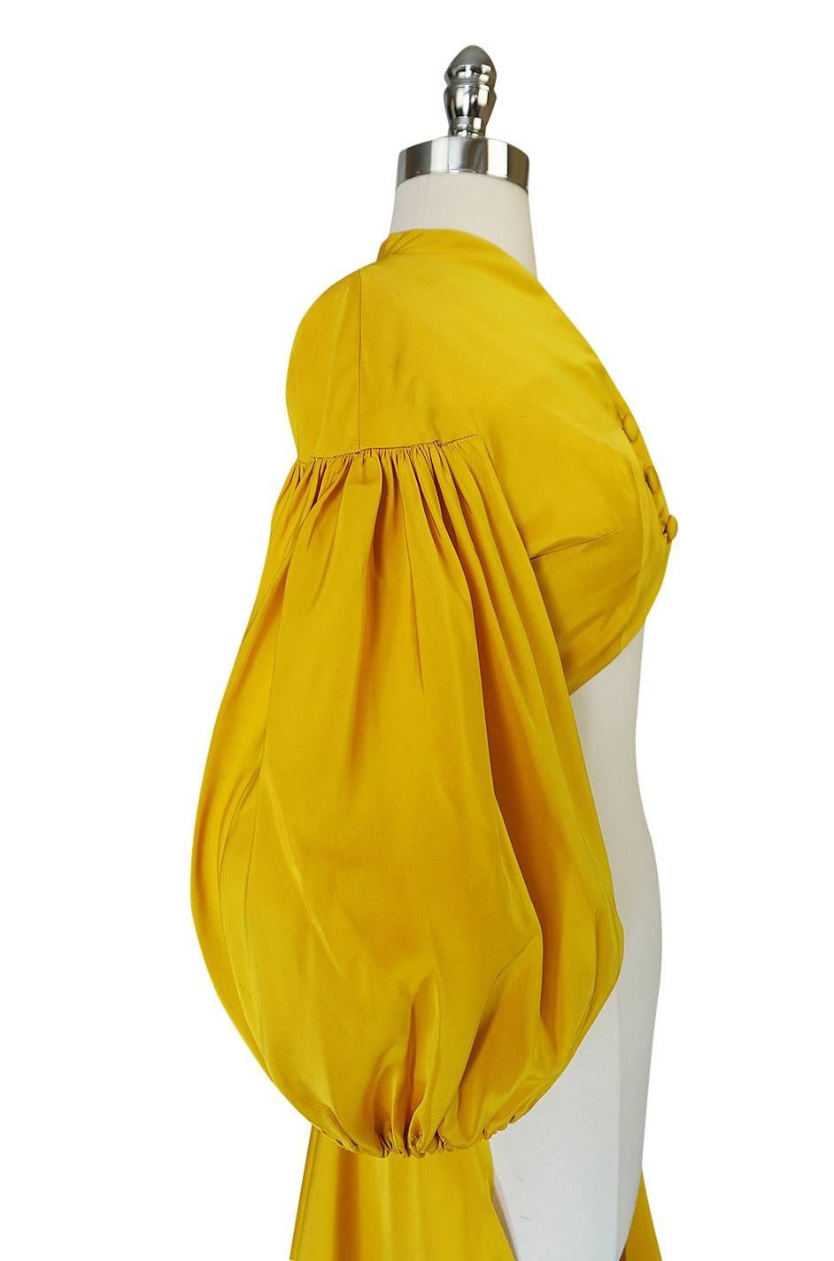 Extraordinary 1940s Yellow Silk Satin Full Length Skirted Jacket 4