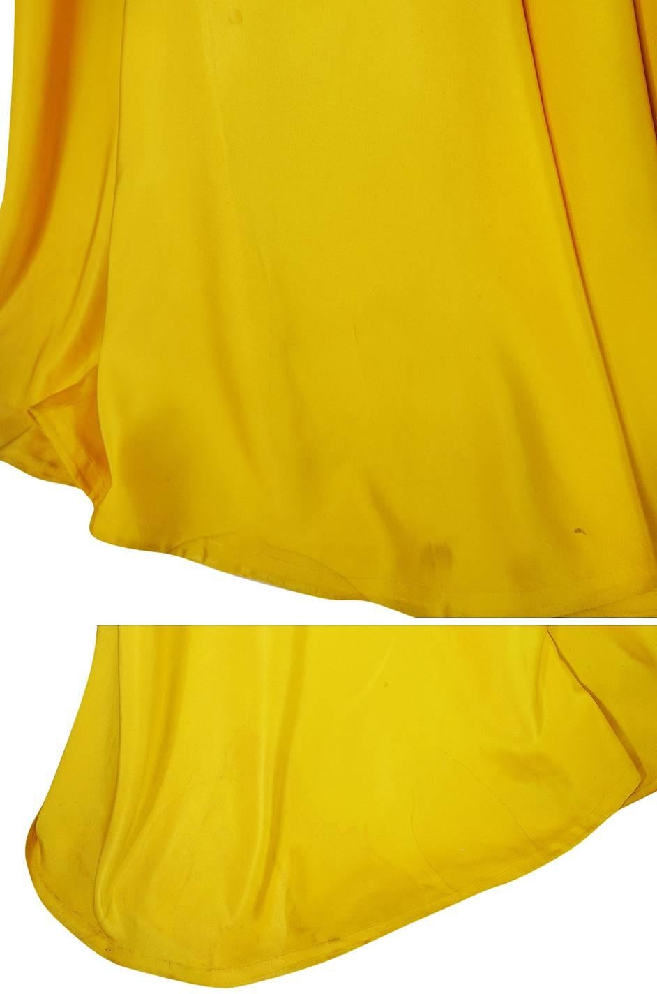 Extraordinary 1940s Yellow Silk Satin Full Length Skirted Jacket 6