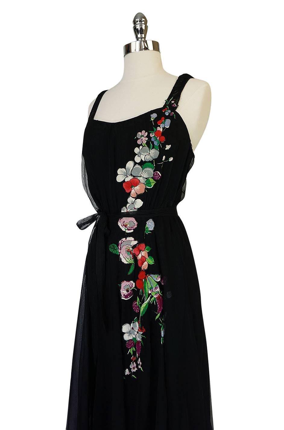 1930s Fashion Originators Guild Floral Applique Silk Dress In Excellent Condition In Rockwood, ON