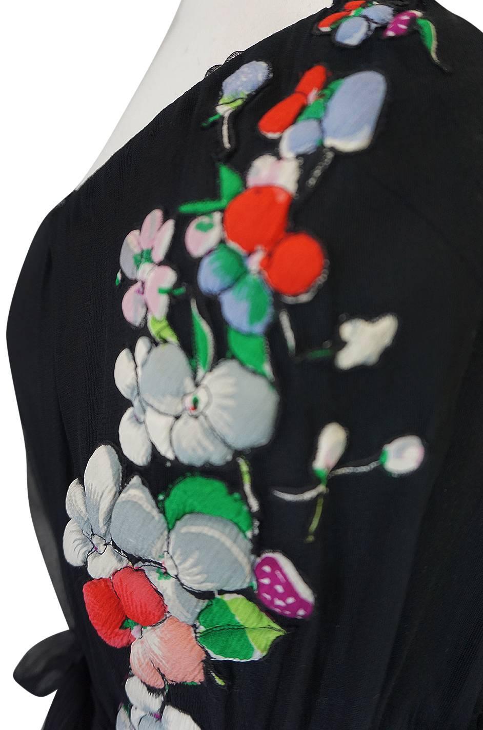 1930s Fashion Originators Guild Floral Applique Silk Dress 1