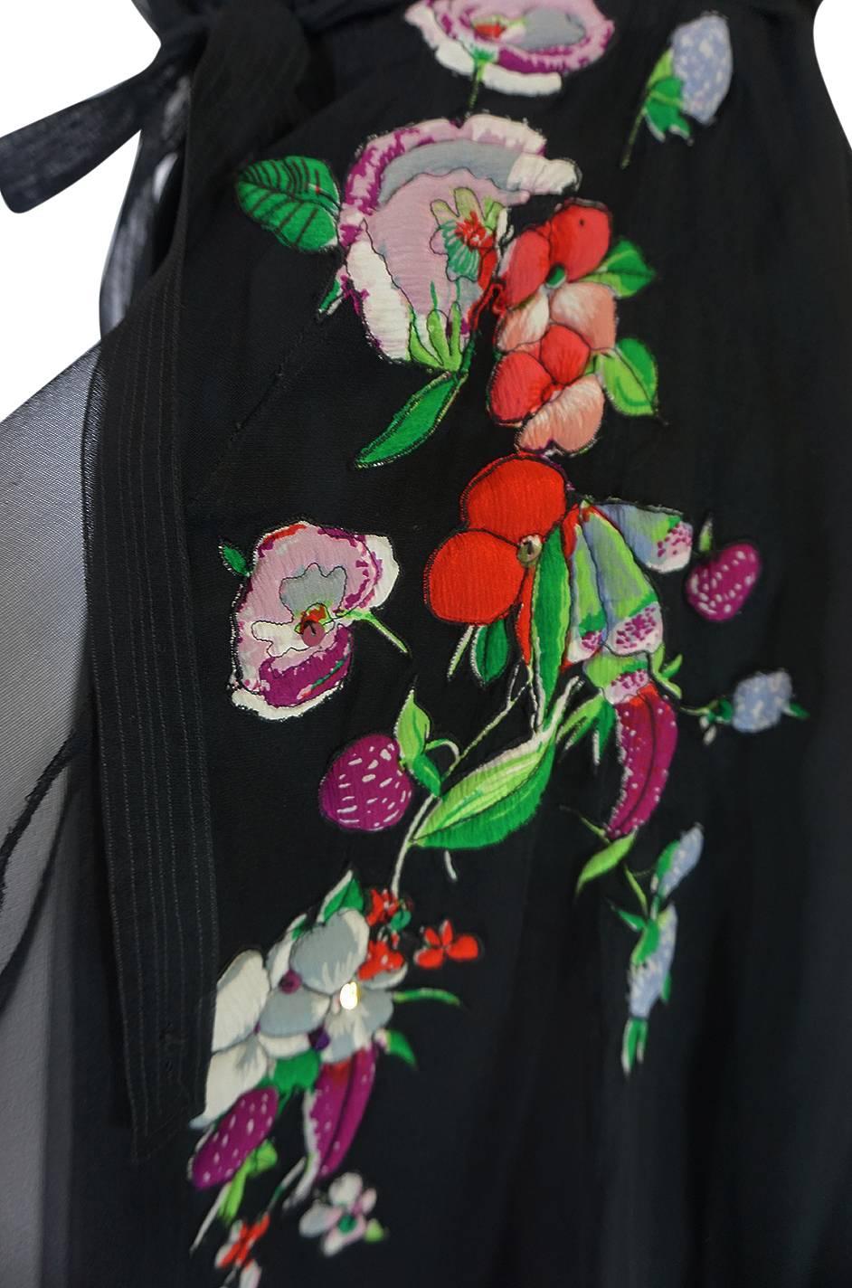 1930s Fashion Originators Guild Floral Applique Silk Dress 2