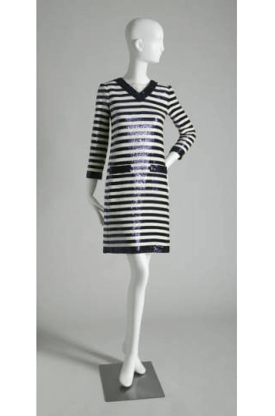 c1966 Yves Saint Laurent Sequin Stripe Top & Satin Pant 5