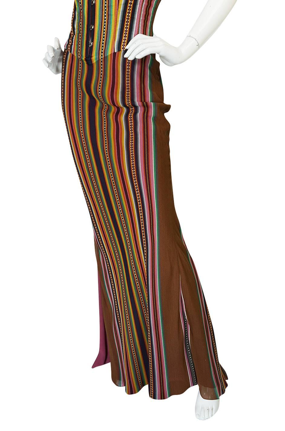 S/S 2002 Galliano for Christian Dior Striped Corset Dress 3