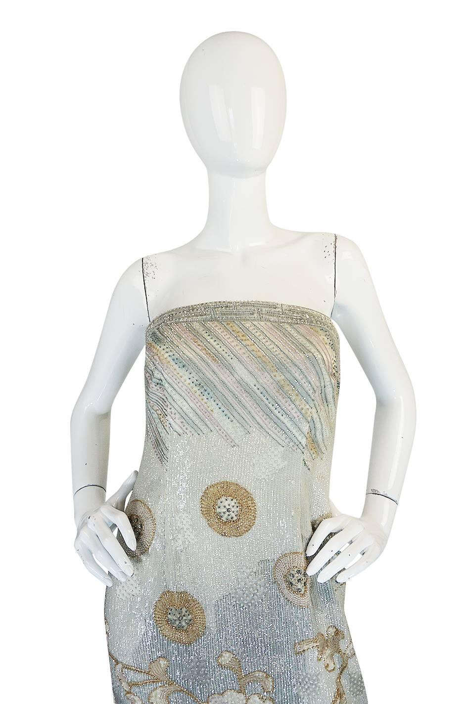 F/W 1995-96 Giorgio Armani Couture Fully Beaded Runway Dress In Excellent Condition In Rockwood, ON